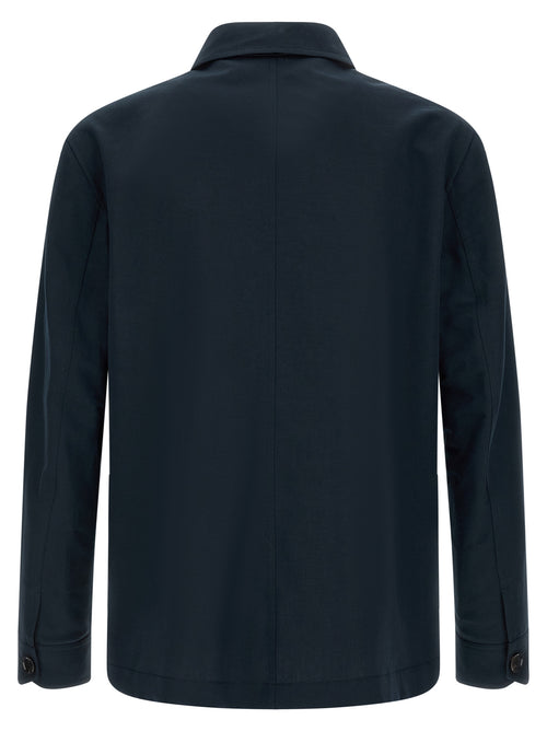 Brioni Blue Linen Full-Length Jacket