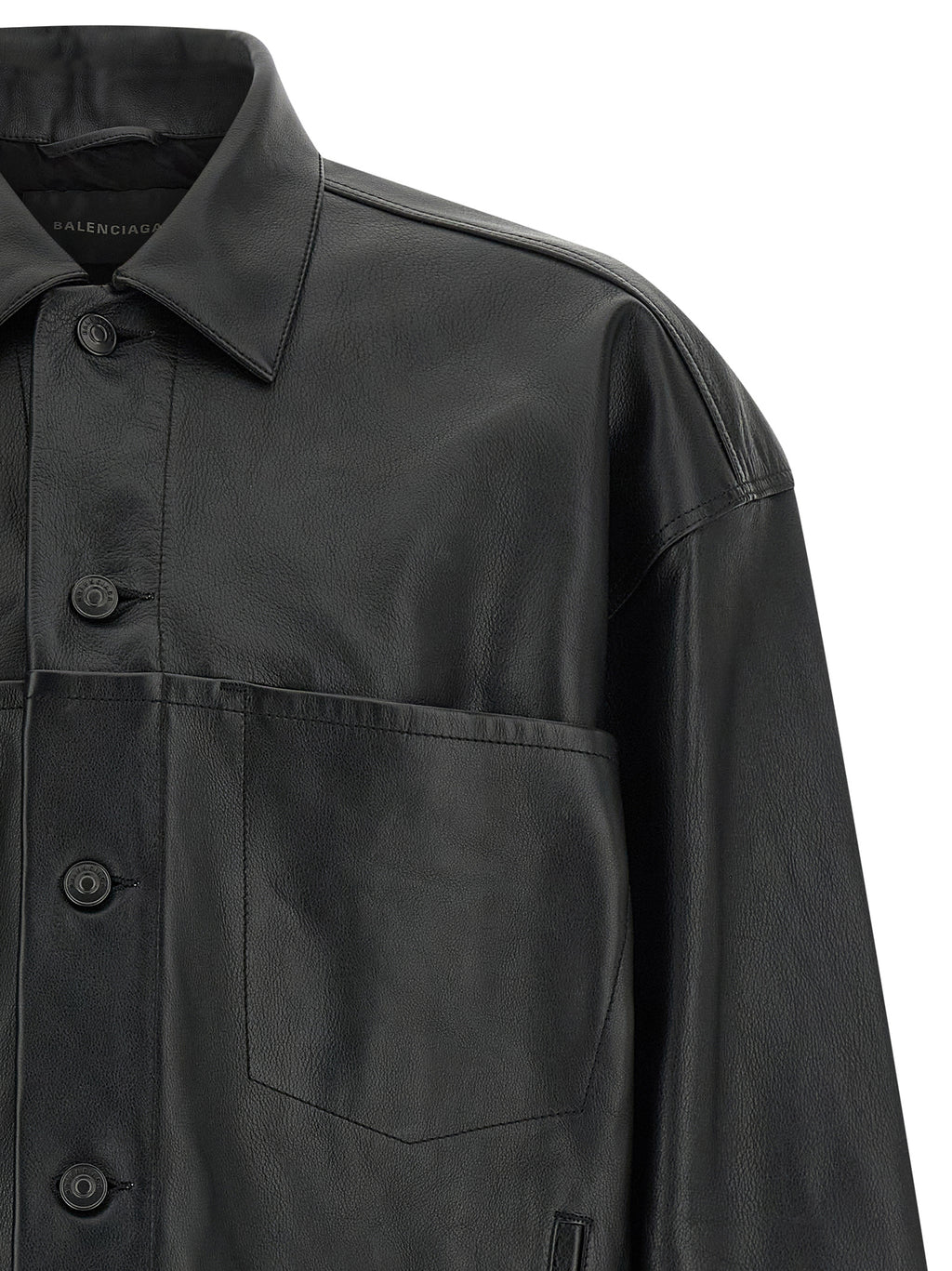 Balenciaga Black Buffalo Leather Leather Jacket