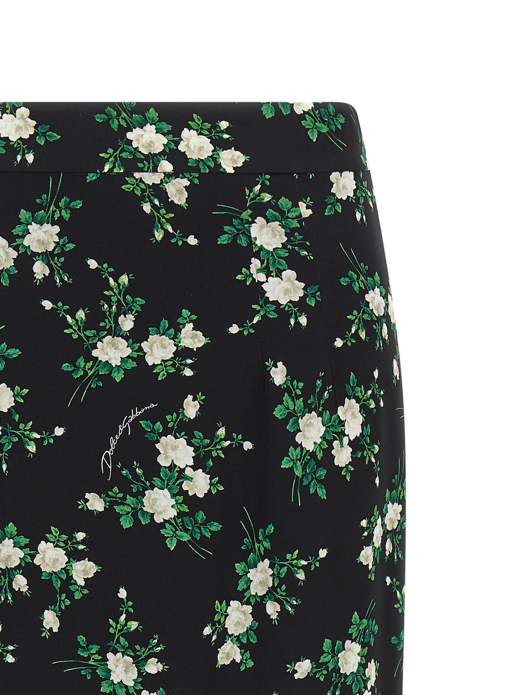 Dolce & Gabbana Black Silk Midi Skirt