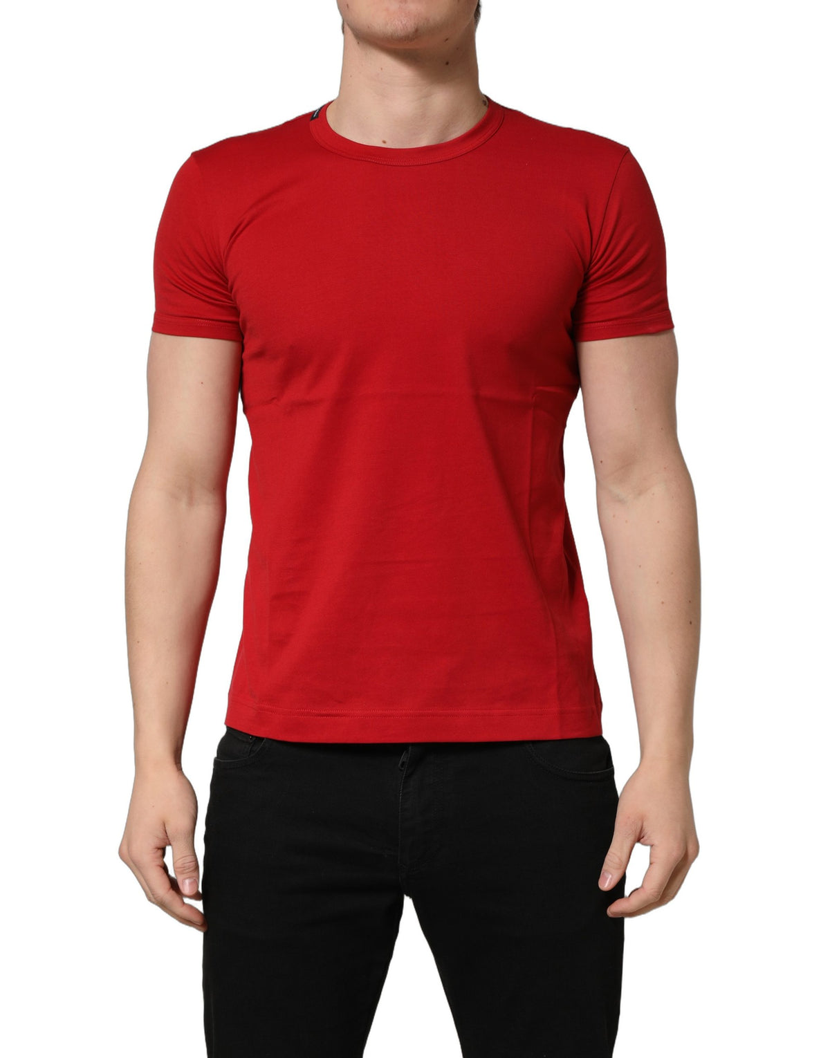 Dolce & Gabbana Rotes Baumwoll-T-Shirt mit Rundhalsausschnitt „Goodluck 2023“