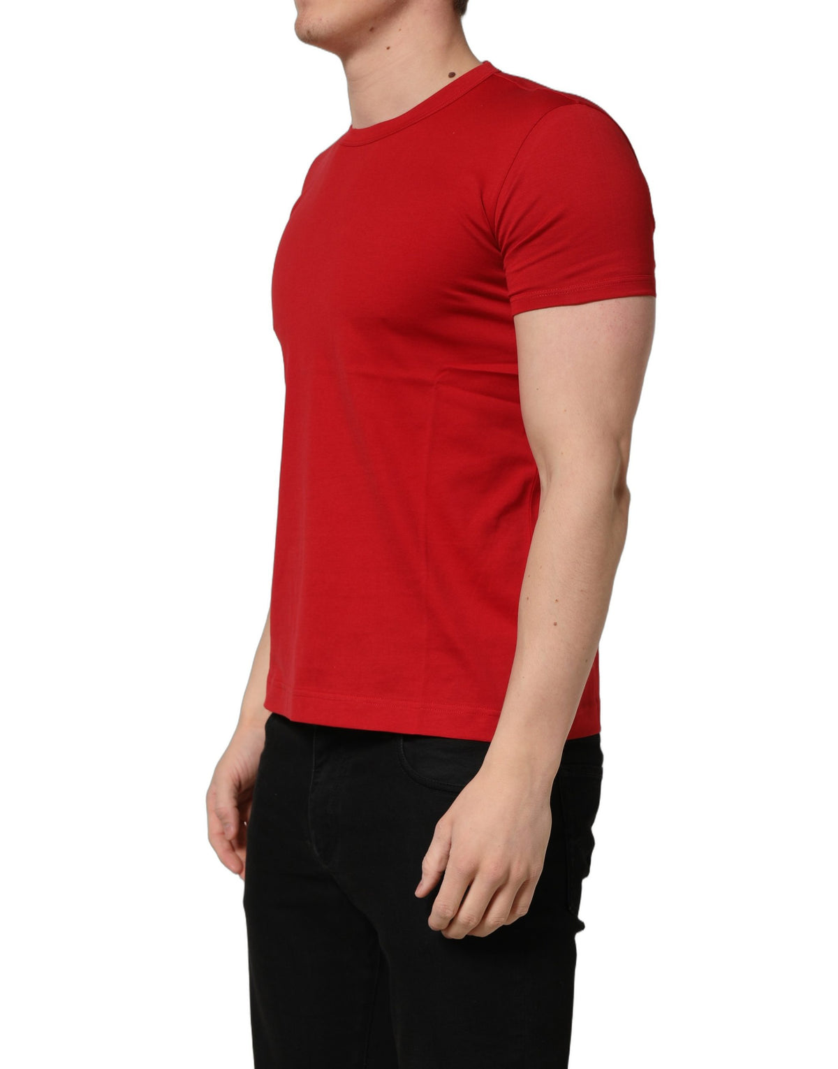 Dolce & Gabbana Rotes Baumwoll-T-Shirt mit Rundhalsausschnitt „Goodluck 2023“