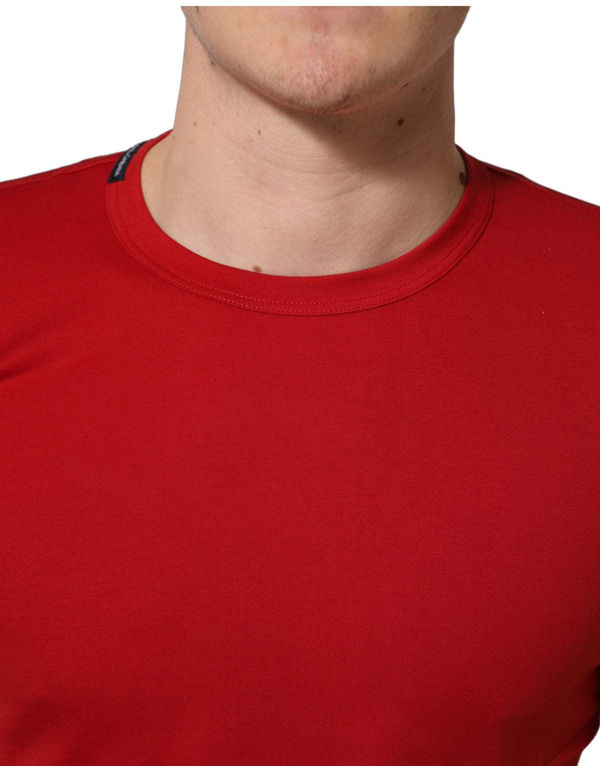 Dolce & Gabbana Rotes Baumwoll-T-Shirt mit Rundhalsausschnitt „Goodluck 2023“