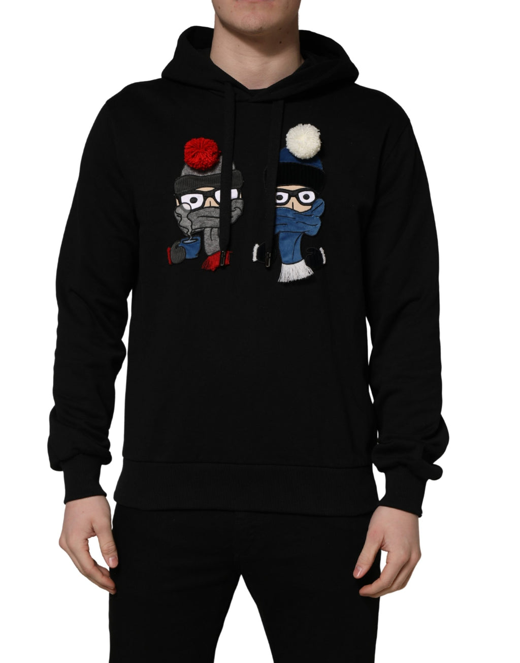 Dolce & Gabbana #dgfamily Schwarzes Baumwoll-Kapuzen-Herren-Sweatshirt Pullover