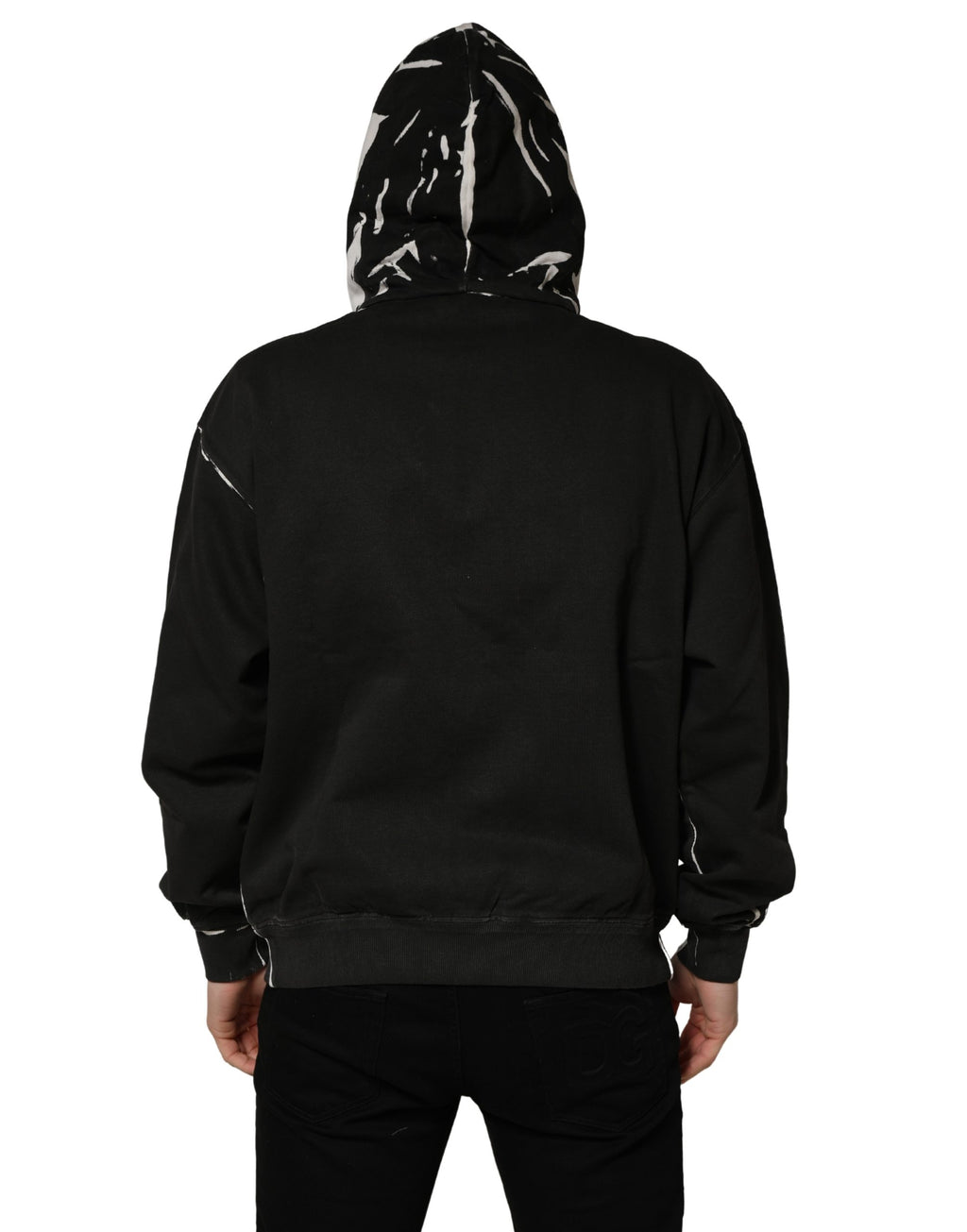 Dolce & Gabbana Schwarzer Kapuzenpullover aus Baumwolle mit Logo und durchgehendem Reißverschluss