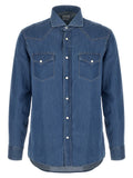 Brunello Cucinelli Blue Cotton Blouse