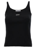 Off-White Black Cotton Sleeveles T-Shirt