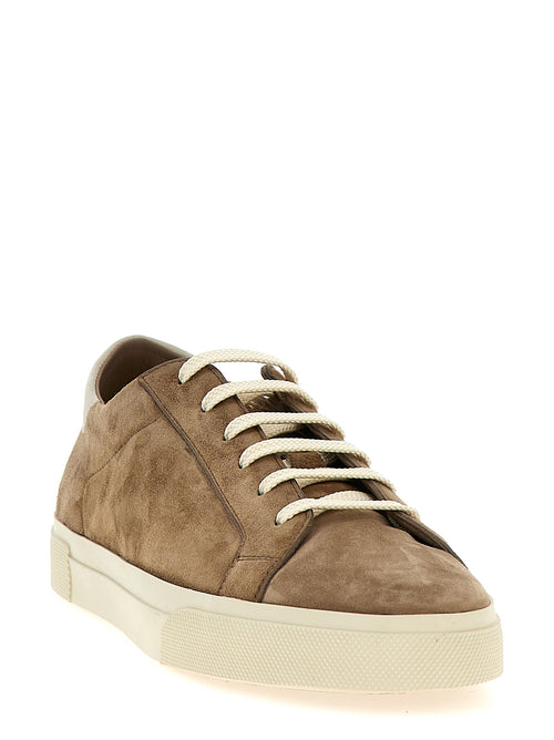 Brunello Cucinelli Beige Calfskin Low Top Sneakers