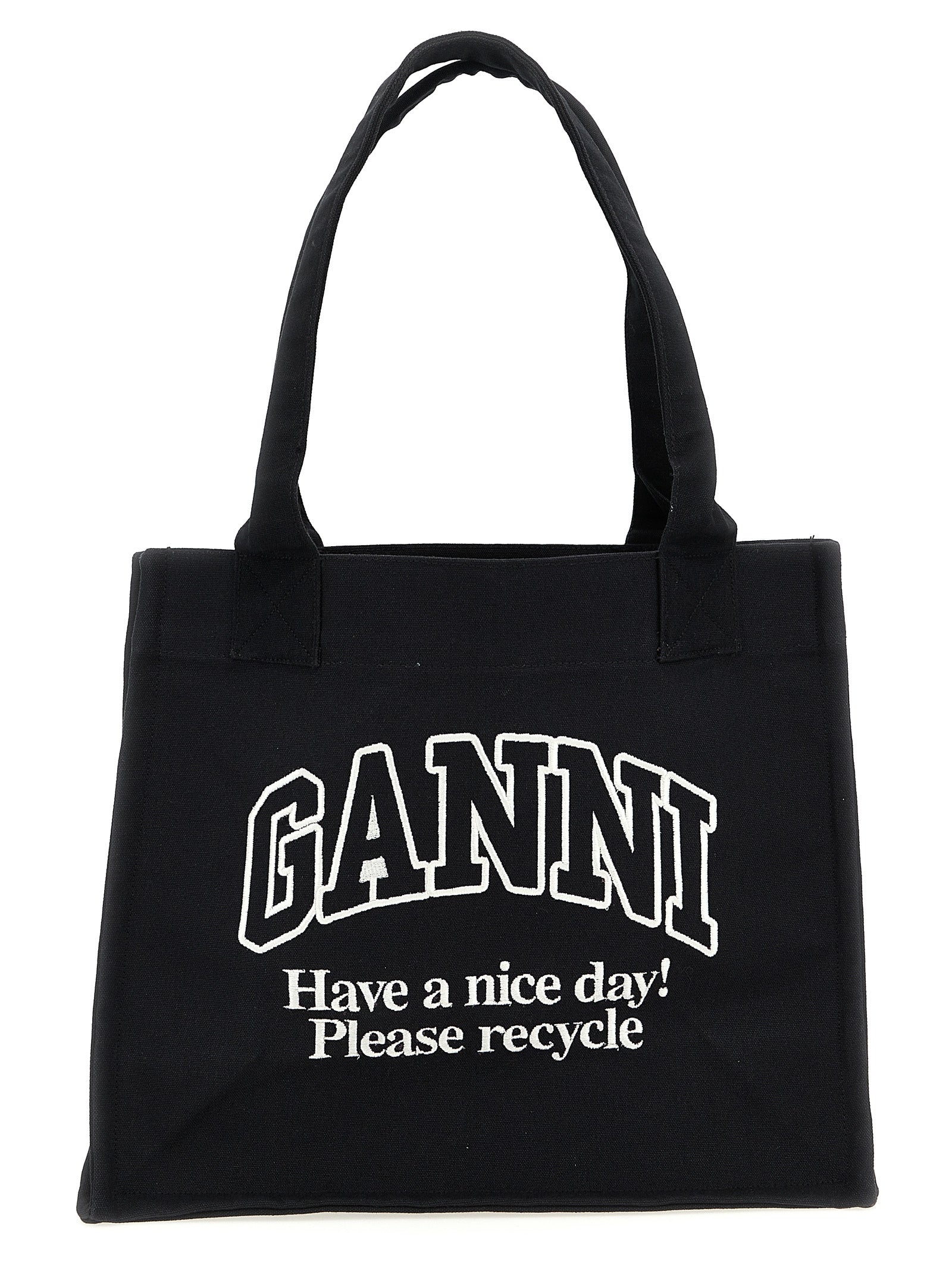Ganni Bicolor Recycled Cotton Tote Bag