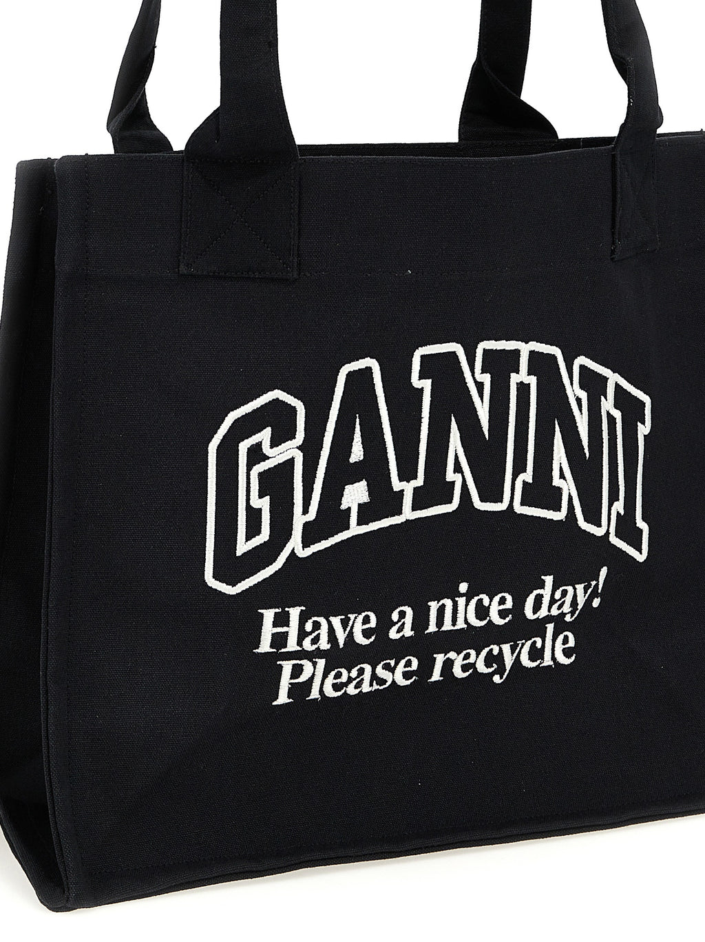 Ganni Bicolor Recycled Cotton Tote Bag