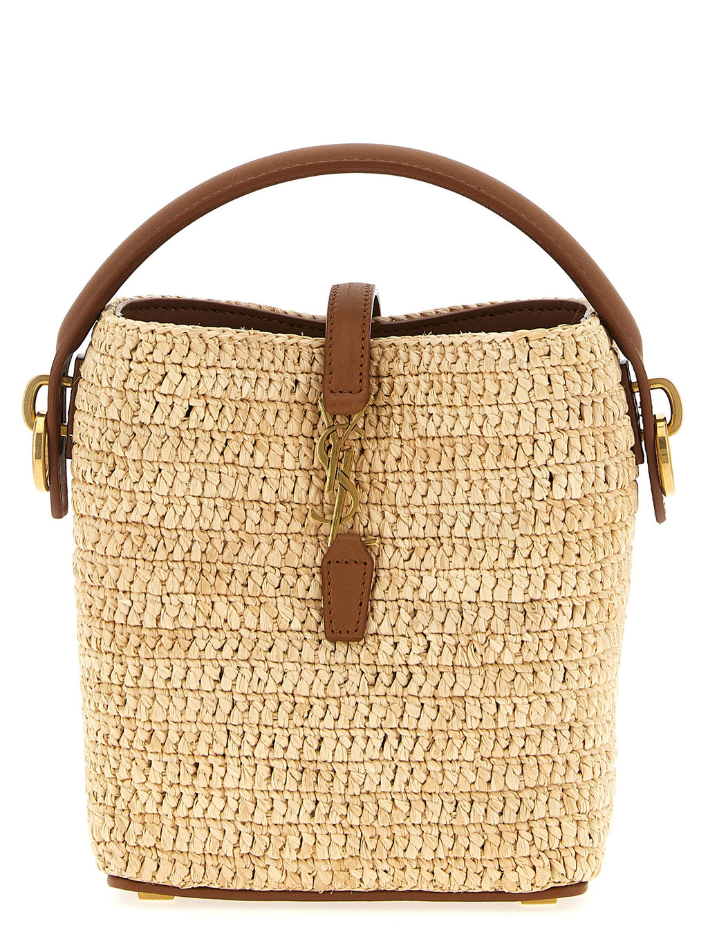 Saint Laurent Beige Raffia Crossbody Bag