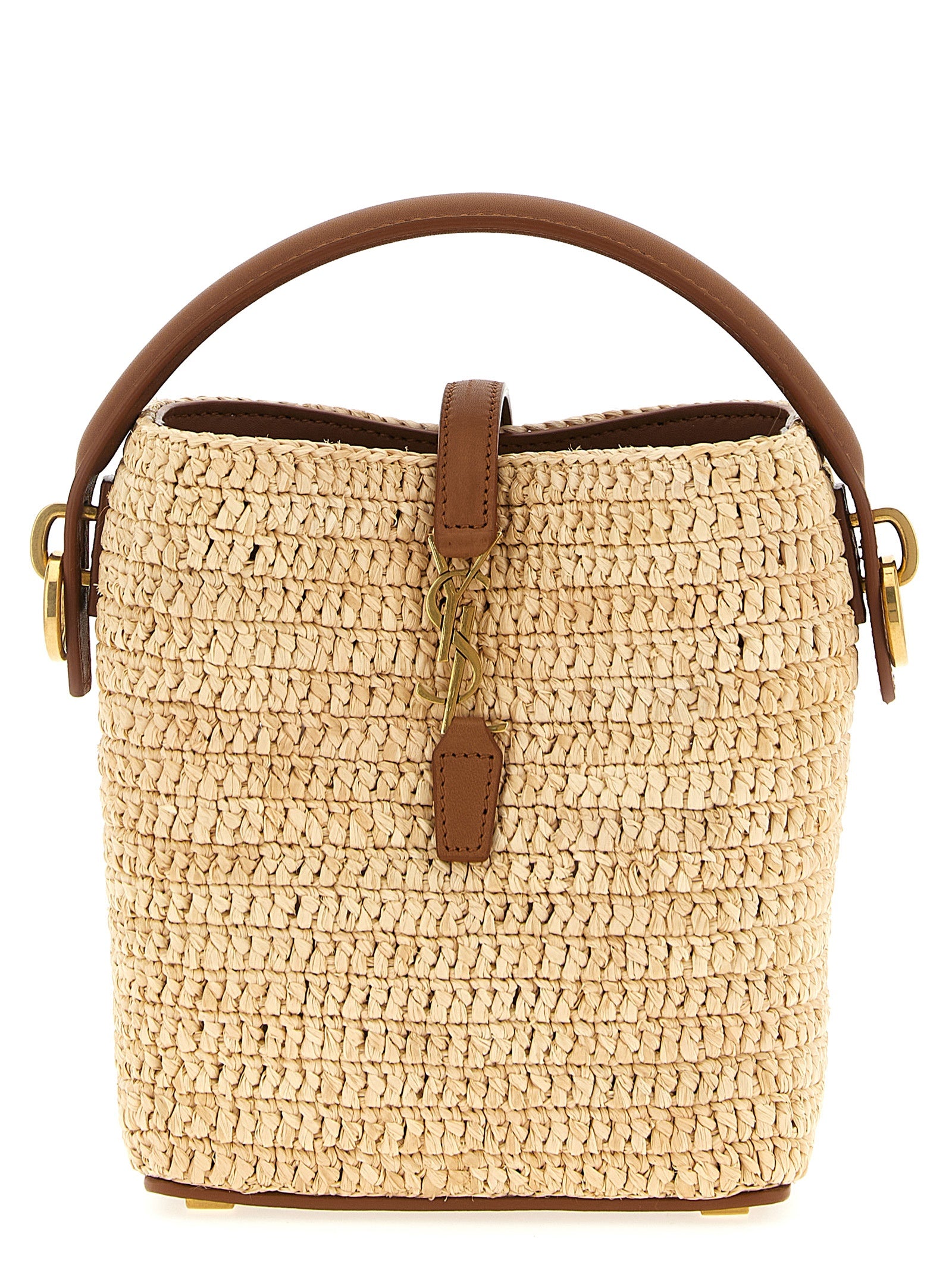 Saint Laurent Beige Raffia Crossbody Bag