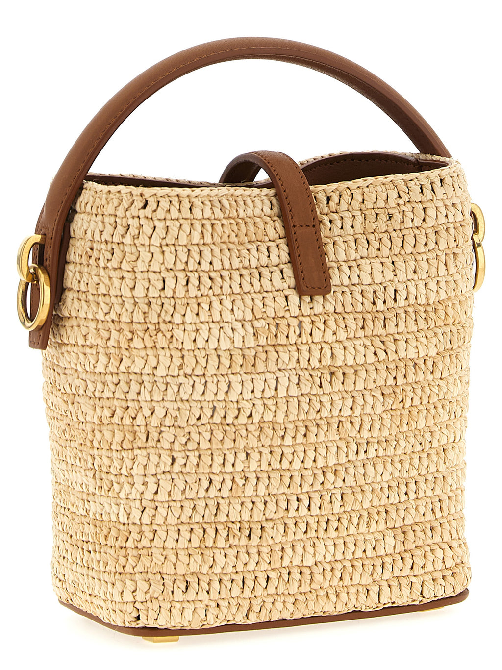 Saint Laurent Beige Raffia Crossbody Bag