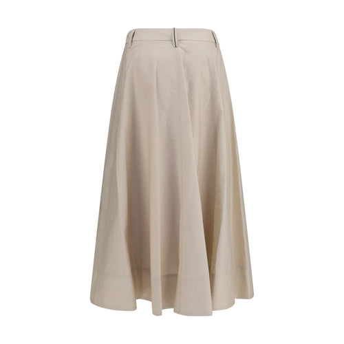 Brunello Cucinelli Beige Cotton Midi Skirt