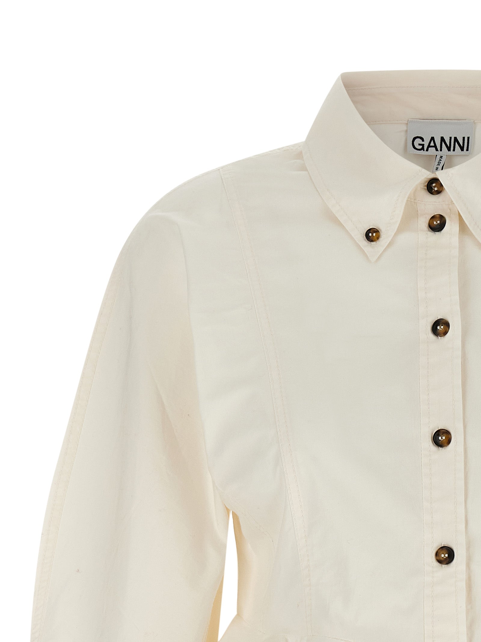 Ganni White Cotton Blouse