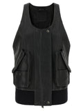 The Attico Black Lamb Leather Sleeveless Jacket