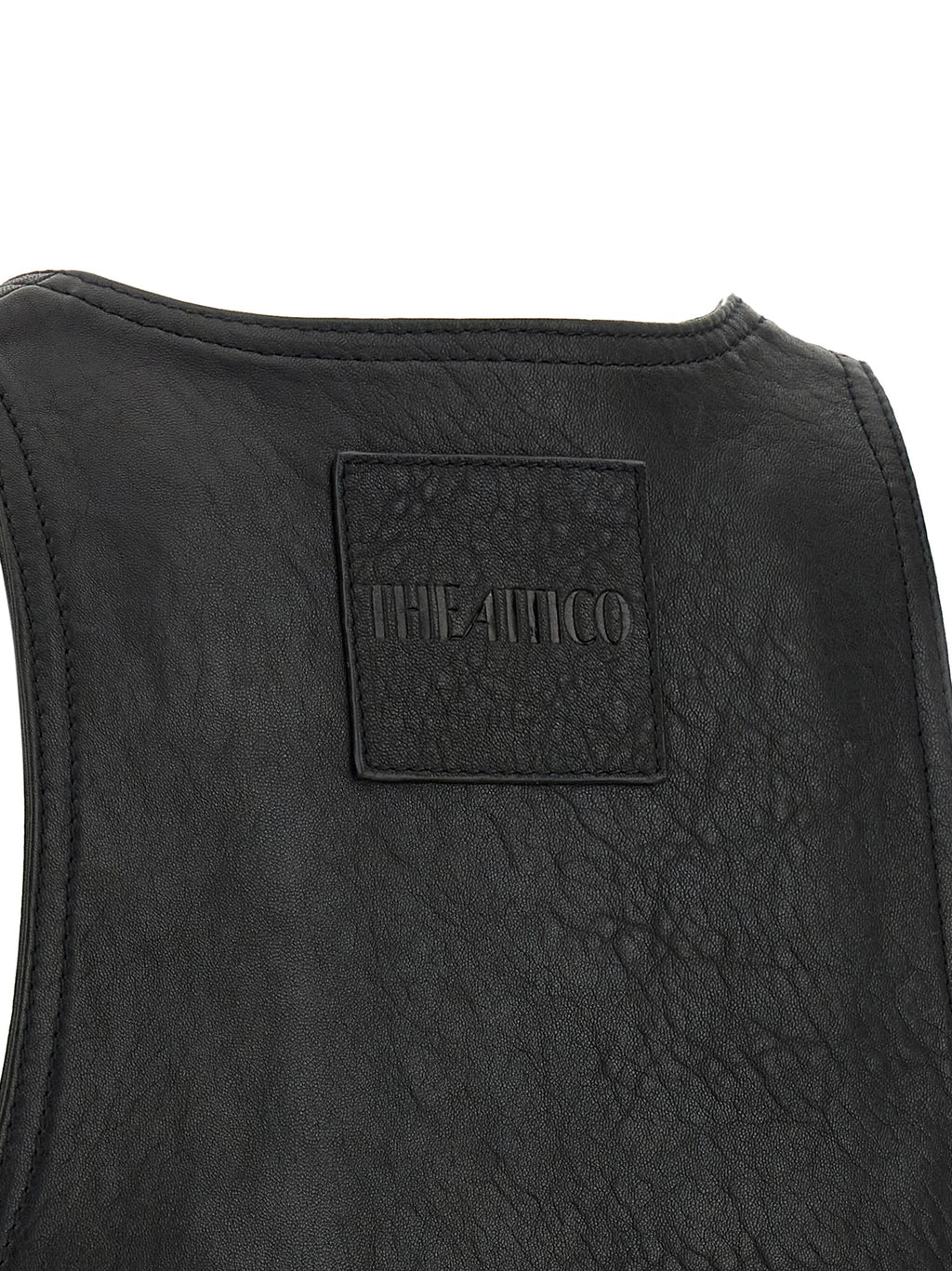 The Attico Black Lamb Leather Sleeveless Jacket