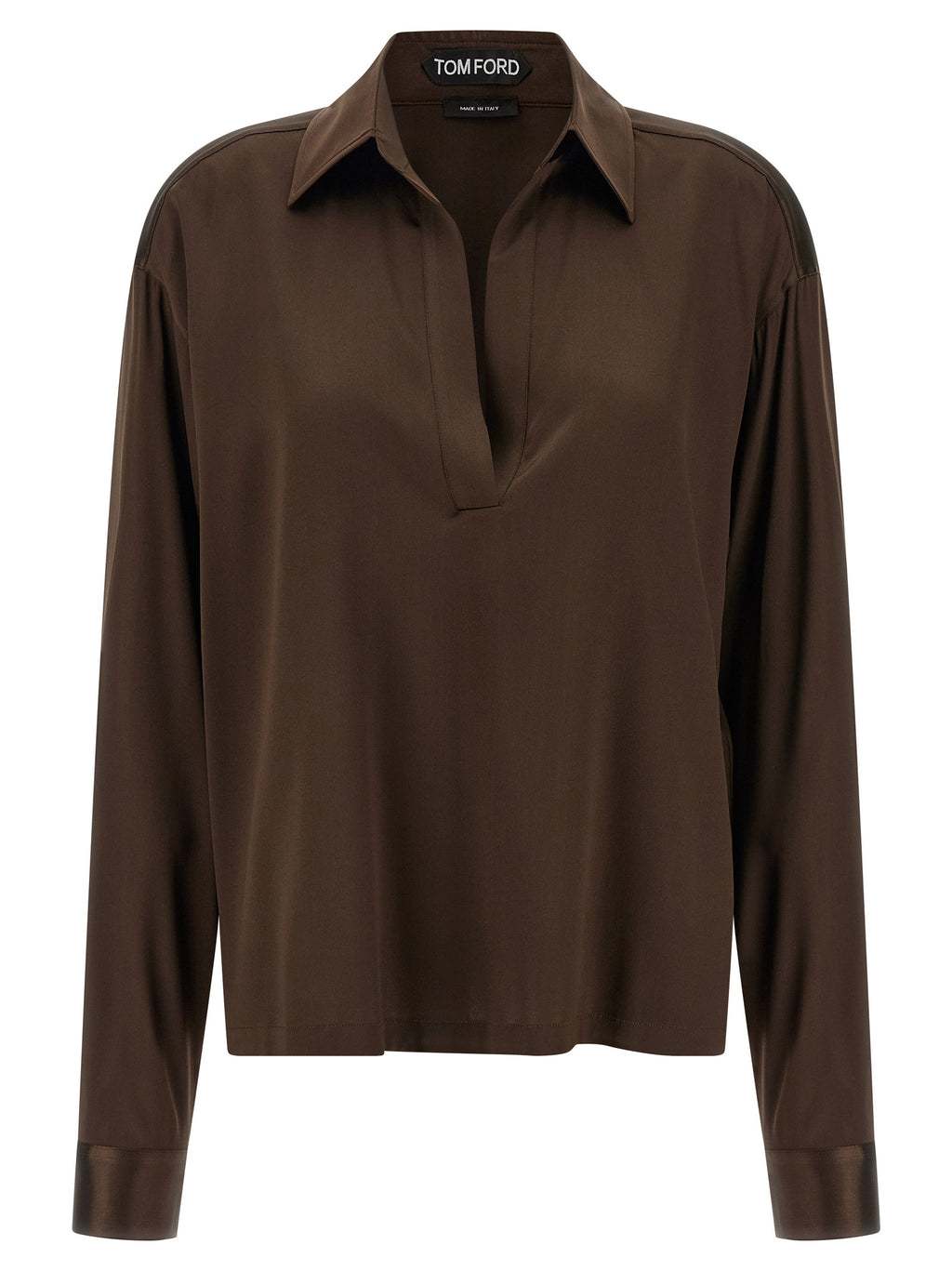 Tom Ford Brown Silk Polo Shirt