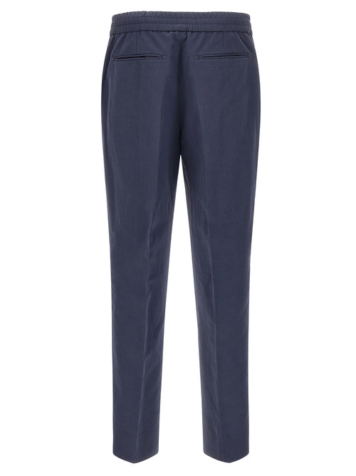 Brioni Blue Linen Casual Pants