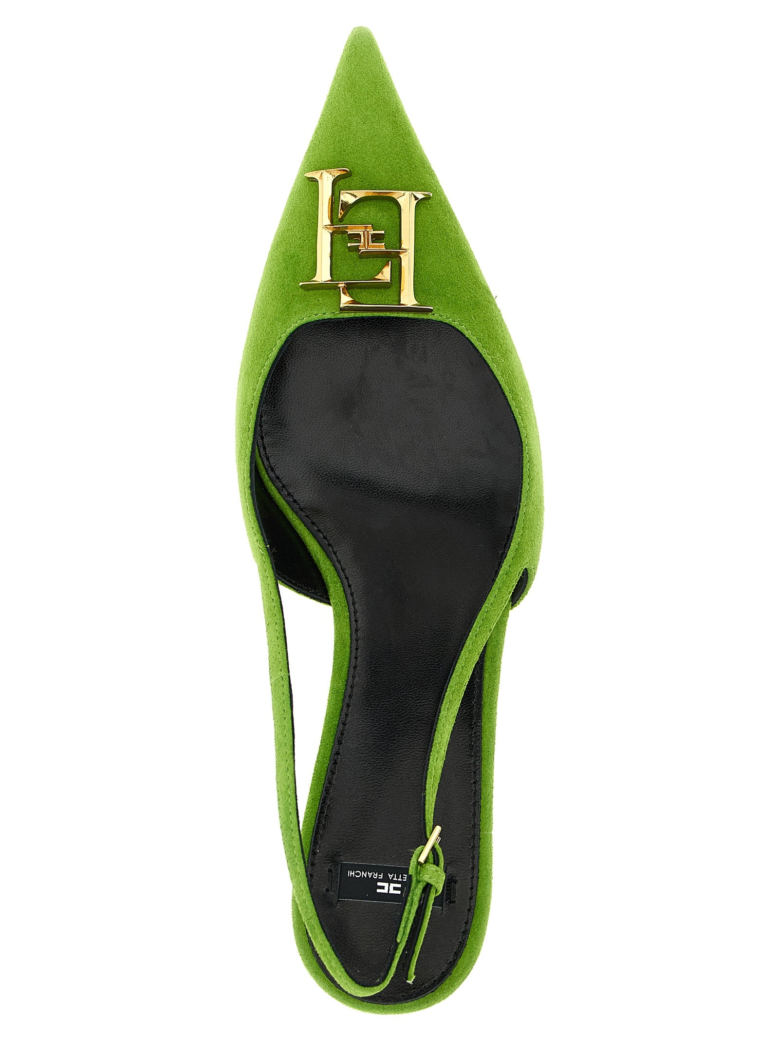 Elisabetta Franchi Bicolor Leather Mid Heel Pumps