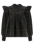 Ganni Black Organic Cotton Blouse
