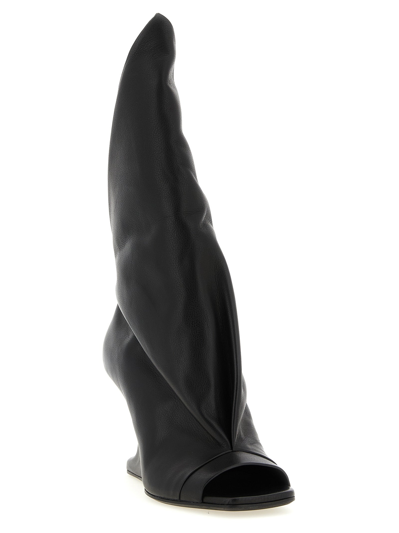 Rick Owens Black Calfskin Stiletto Heel Sandals
