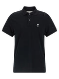 Ami Paris Black Cotton Polo Shirt