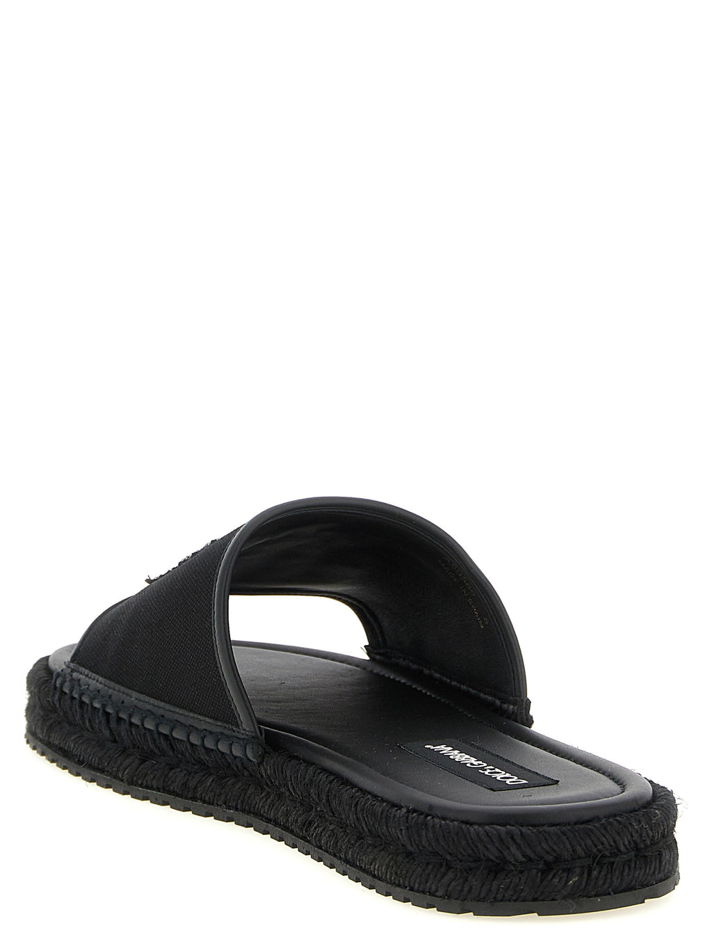Dolce & Gabbana Black Cotton Slides