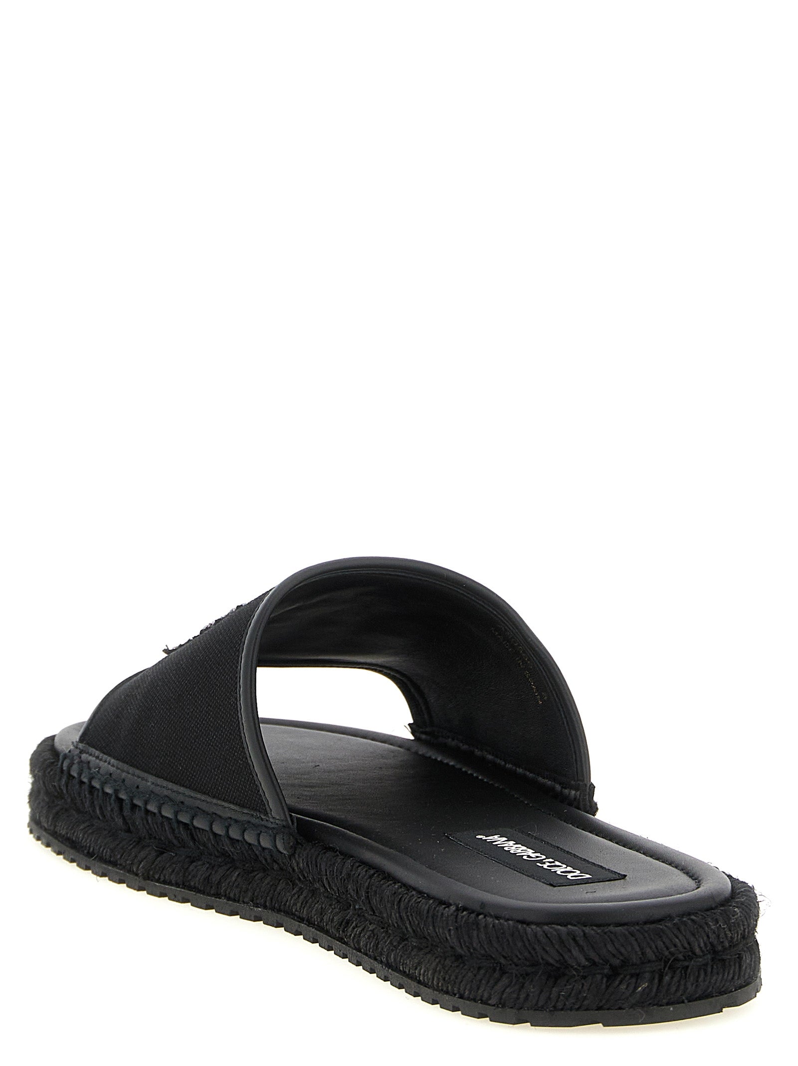 Dolce & Gabbana Black Cotton Slides