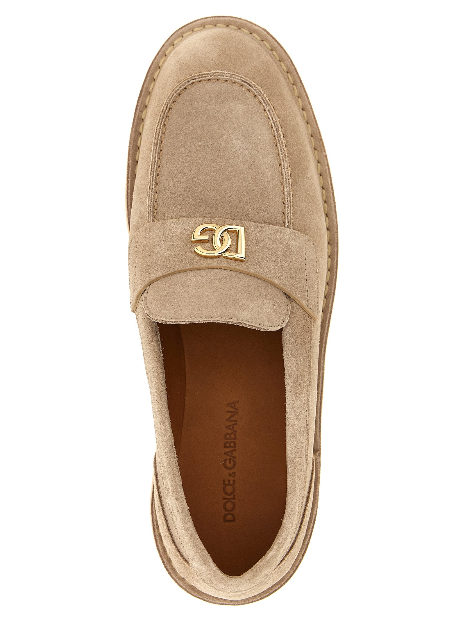 Dolce & Gabbana Beige Calfskin Slip-On Loafers