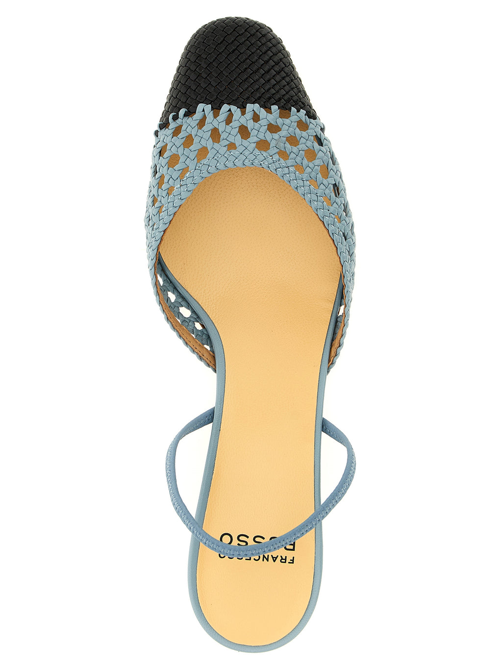 Francesco Russo Blue Goatskin Mid Heel Pumps
