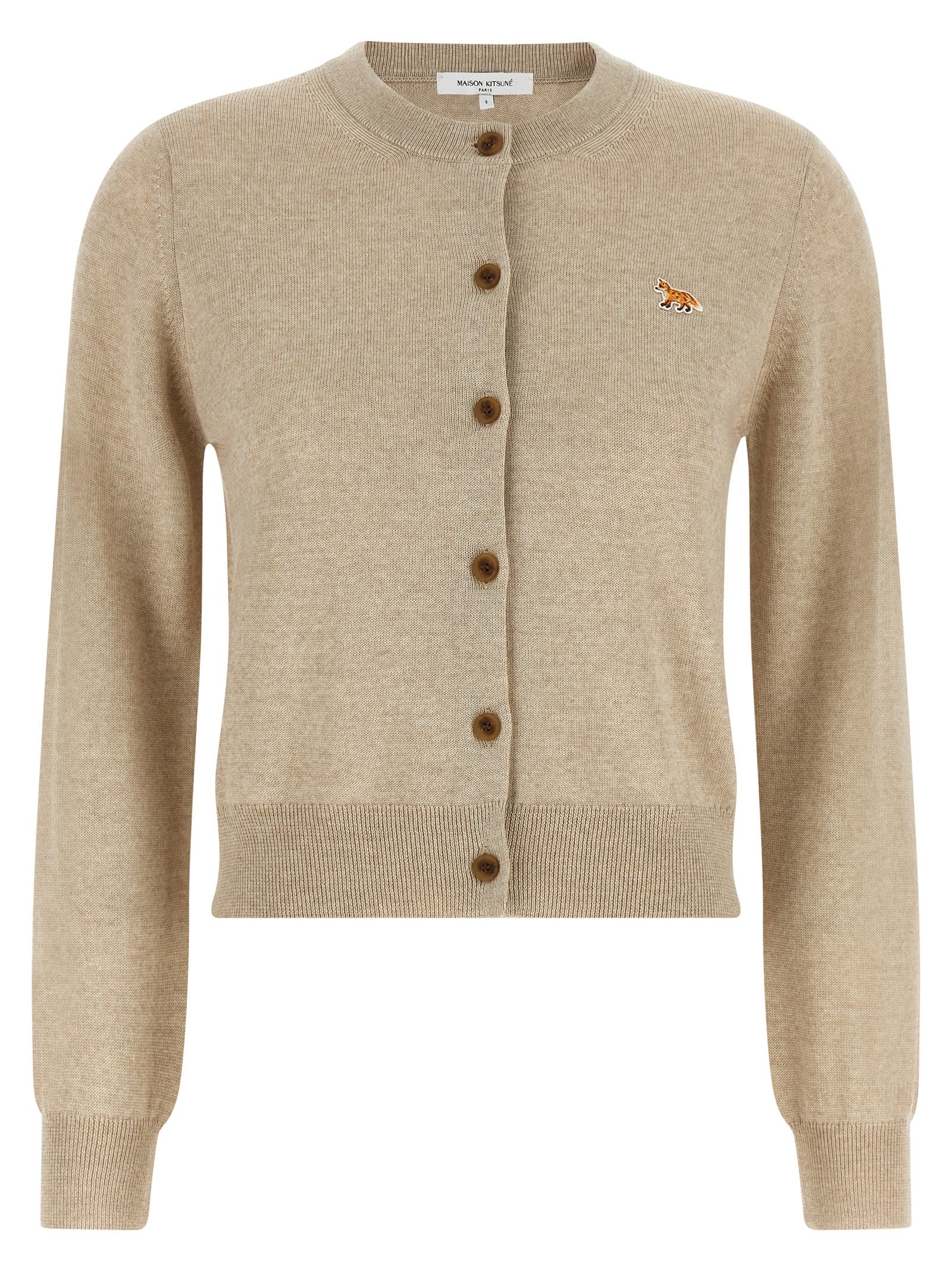 Maison Kitsuné Beige Virgin Wool Cardigan