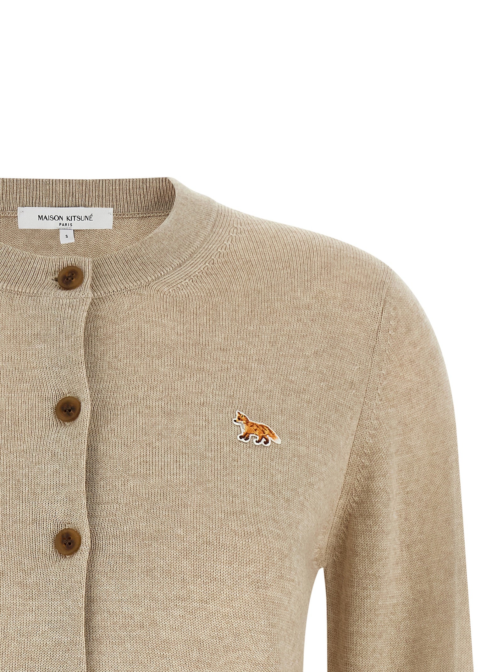 Maison Kitsuné Beige Virgin Wool Cardigan