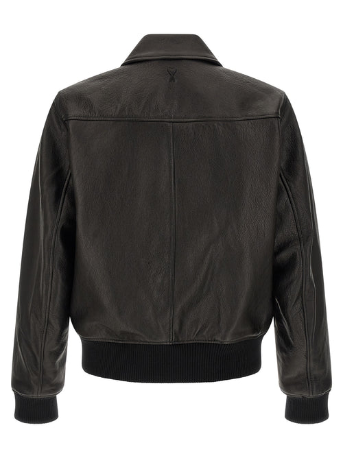 Ami Paris Black Lamb Leather Leather Jacket