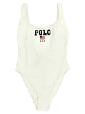 Polo Ralph Lauren White Nylon One-Piece Swimsuit