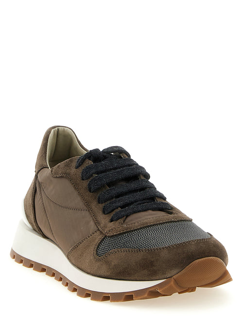 Brunello Cucinelli Bicolor Calfskin Athletic Sneakers