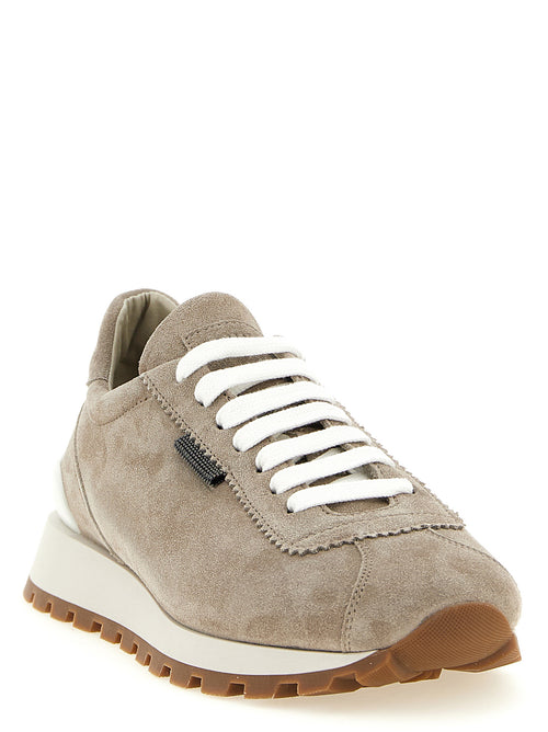 Brunello Cucinelli Beige Calfskin Athletic Sneakers