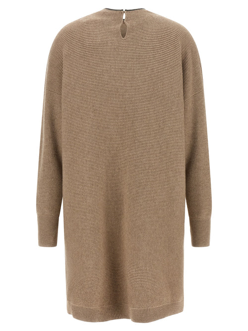 Brunello Cucinelli Beige Virgin Wool Short Dress