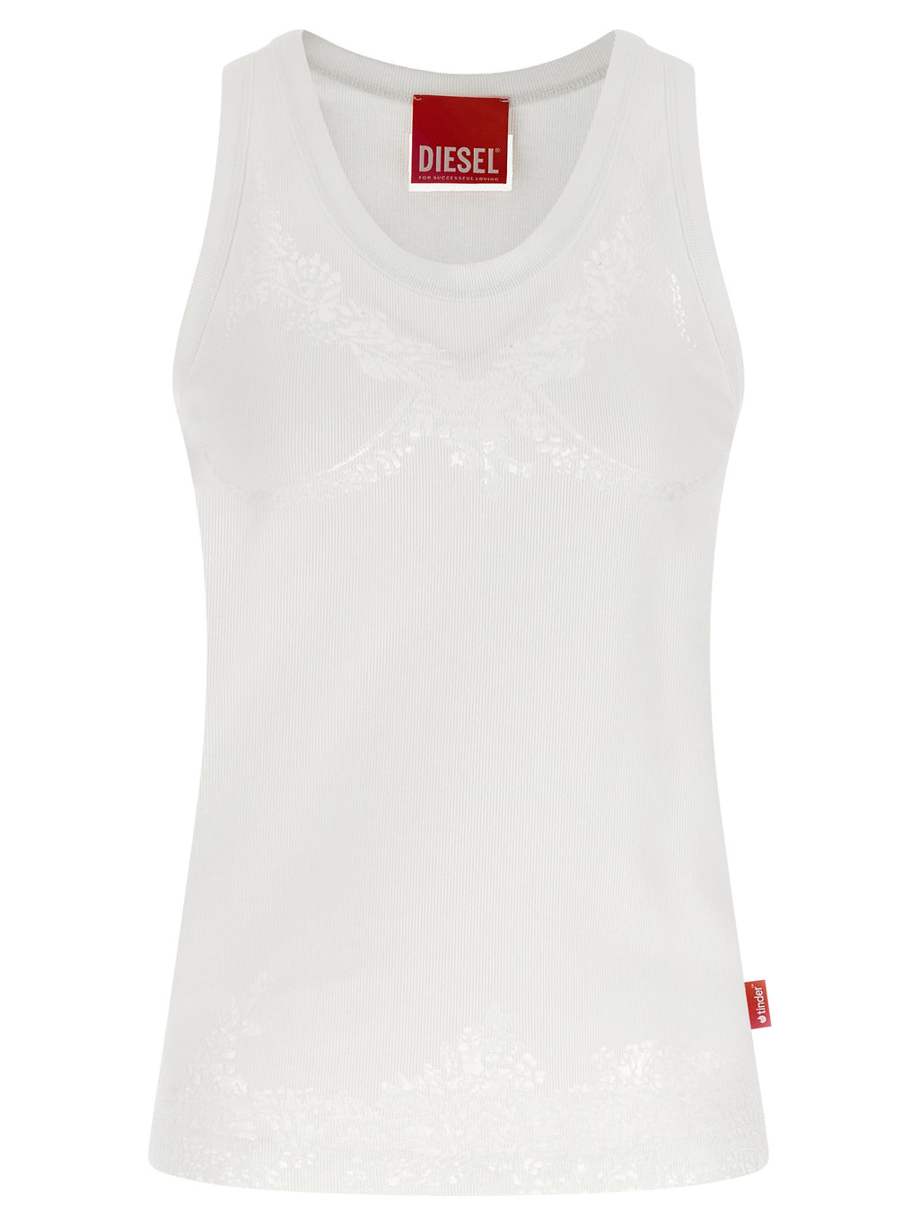 Diesel White Cotton Tank Tops