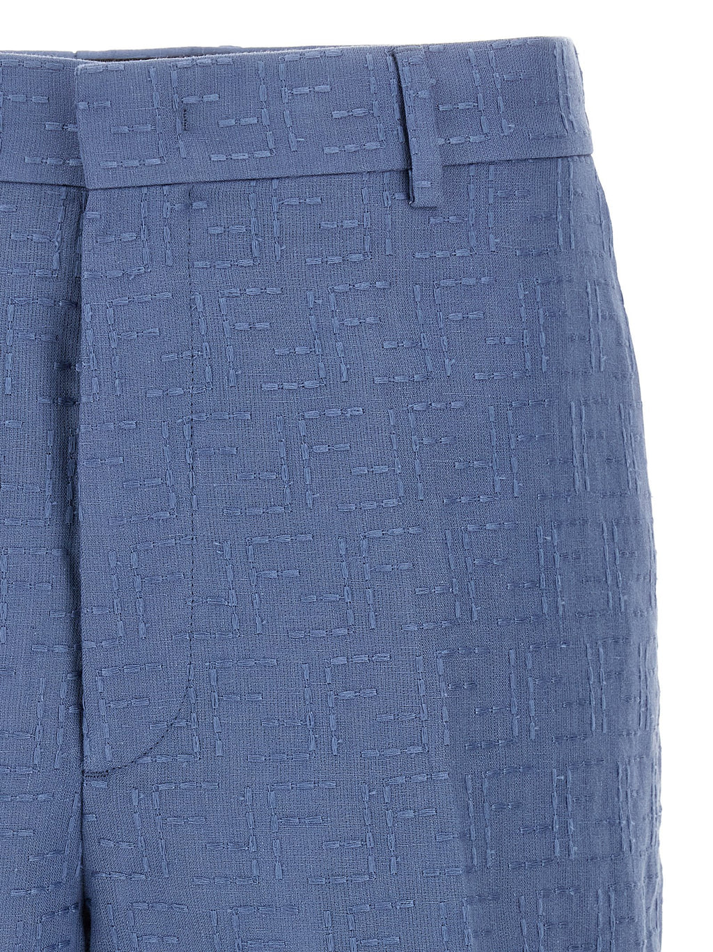 Fendi Blue Linen Bermuda Shorts