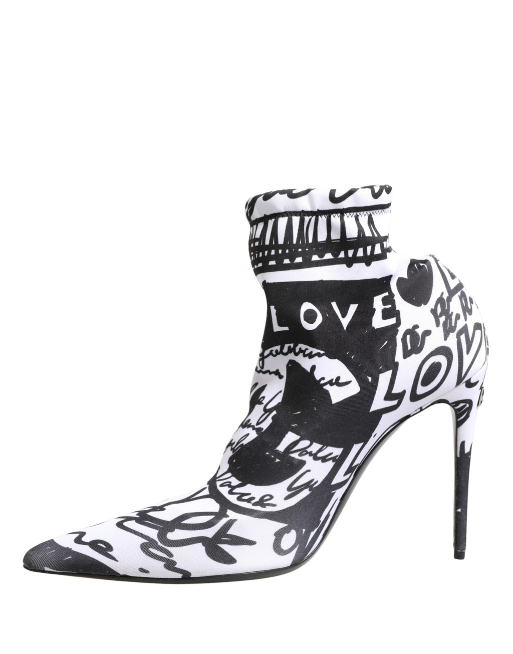 Dolce & Gabbana Weiße Graffiti Stretch-Stiefeletten