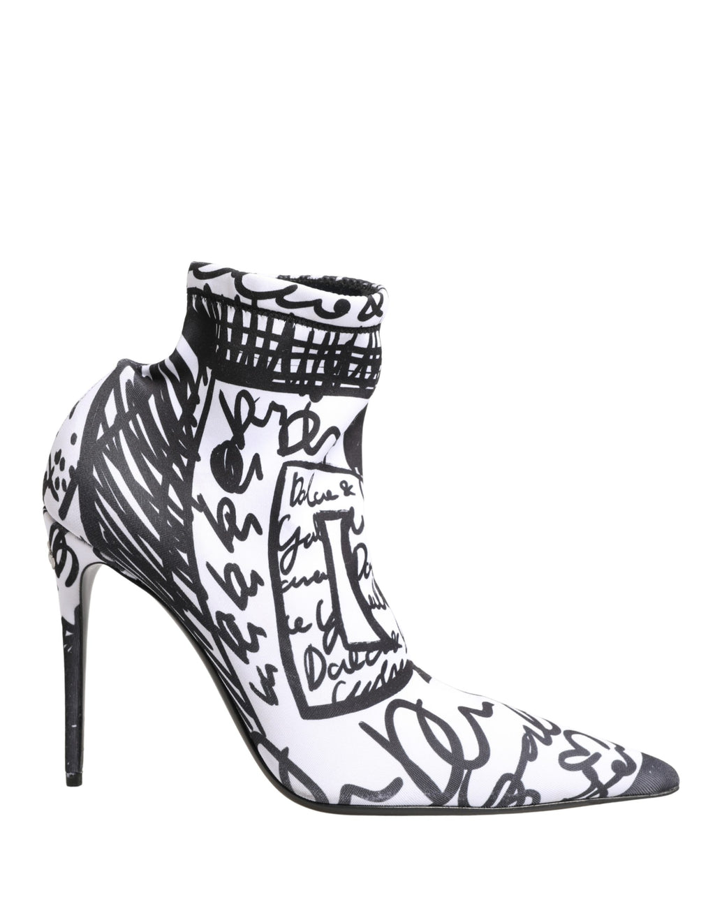 Dolce & Gabbana Weiße Graffiti Stretch-Stiefeletten