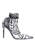 Dolce & Gabbana Weiße Graffiti Stretch-Stiefeletten