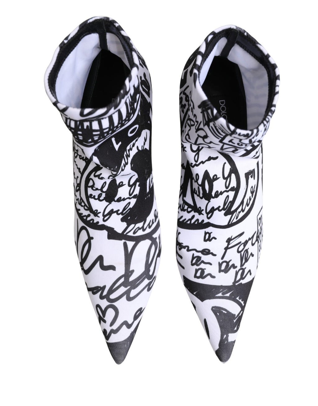 Dolce & Gabbana Weiße Graffiti Stretch-Stiefeletten