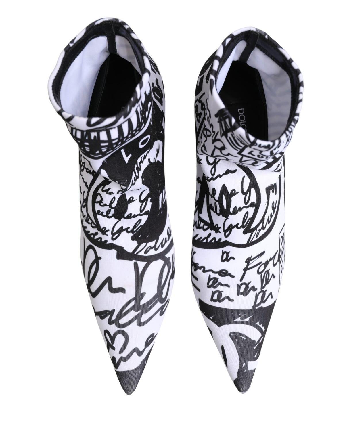 Dolce & Gabbana Weiße Graffiti Stretch-Stiefeletten