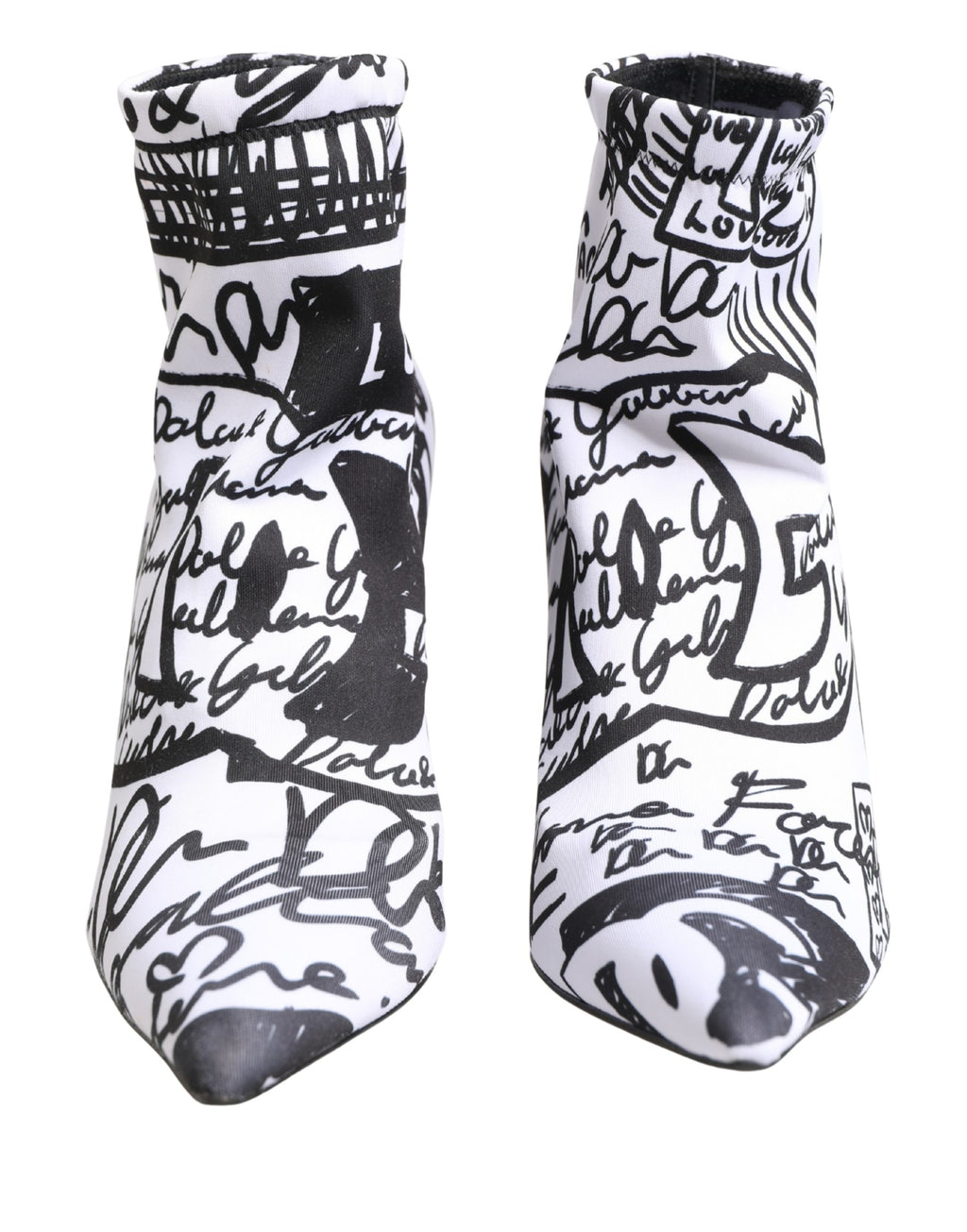 Dolce & Gabbana Weiße Graffiti Stretch-Stiefeletten