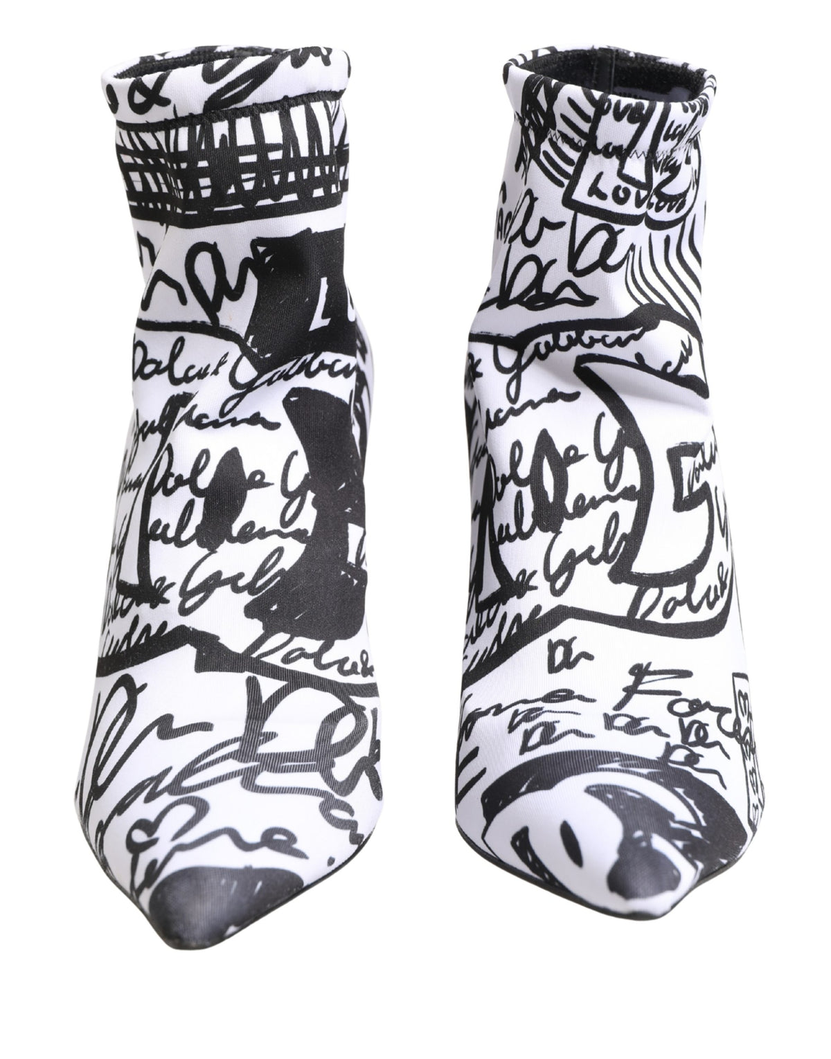 Dolce & Gabbana Weiße Graffiti Stretch-Stiefeletten