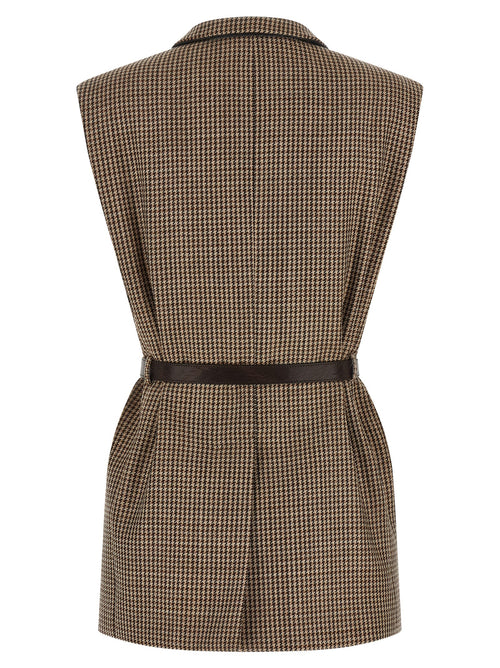 Brunello Cucinelli Beige Virgin Wool Sleeveless Jacket