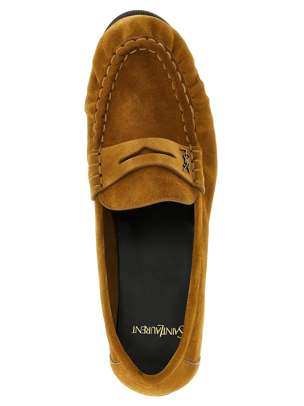 Saint Laurent Brown Calfskin Slip-On Loafers