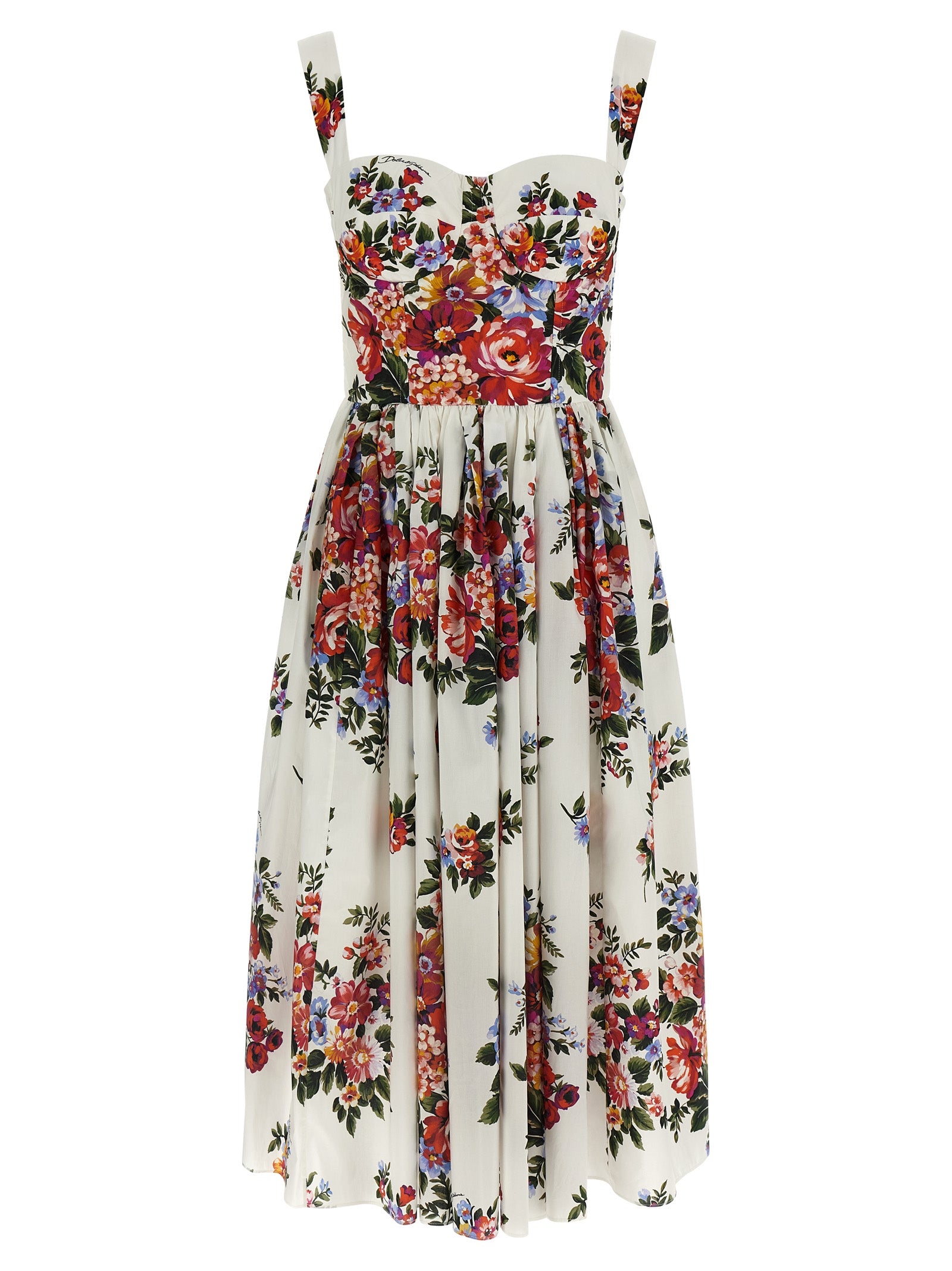 Dolce & Gabbana White Cotton Midi Dress
