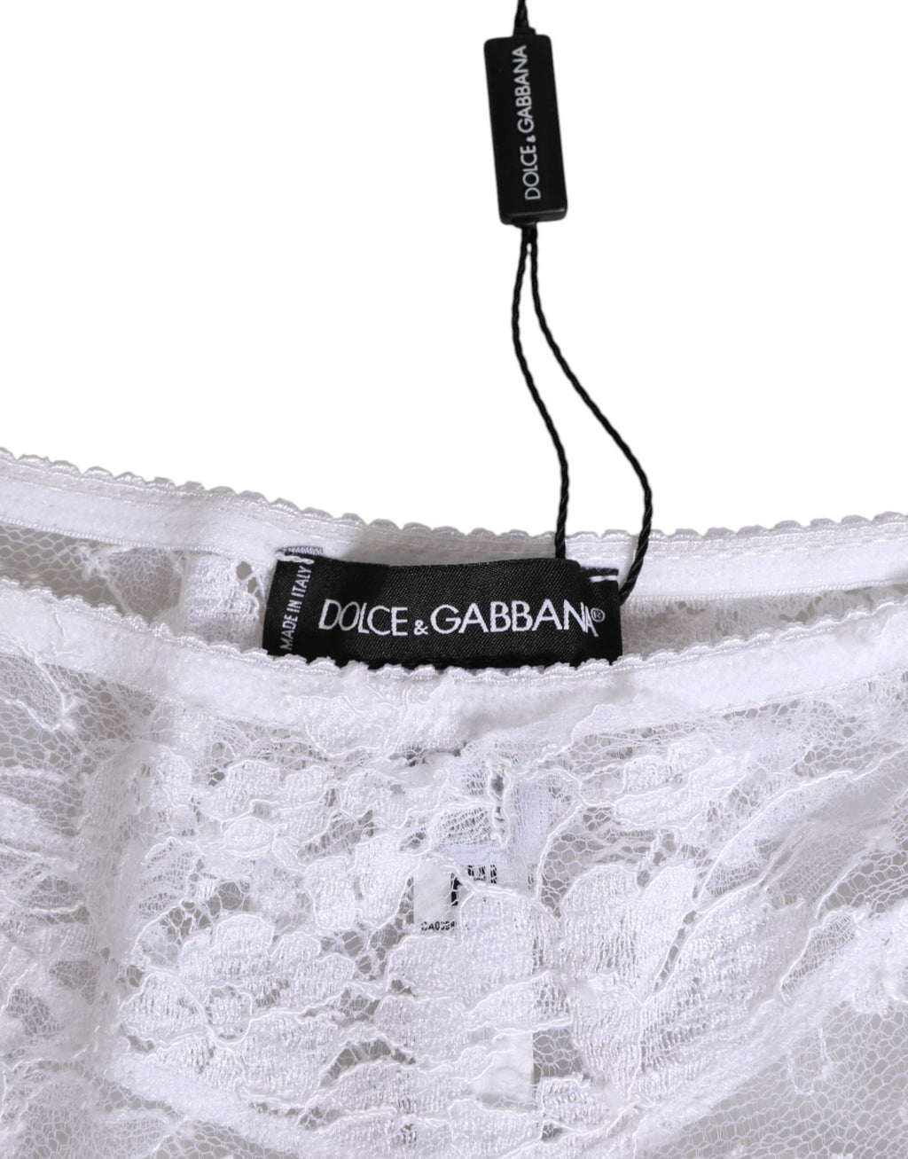 Dolce & Gabbana Weißes geblümtes Spitzenhöschen mit tiefem Bund